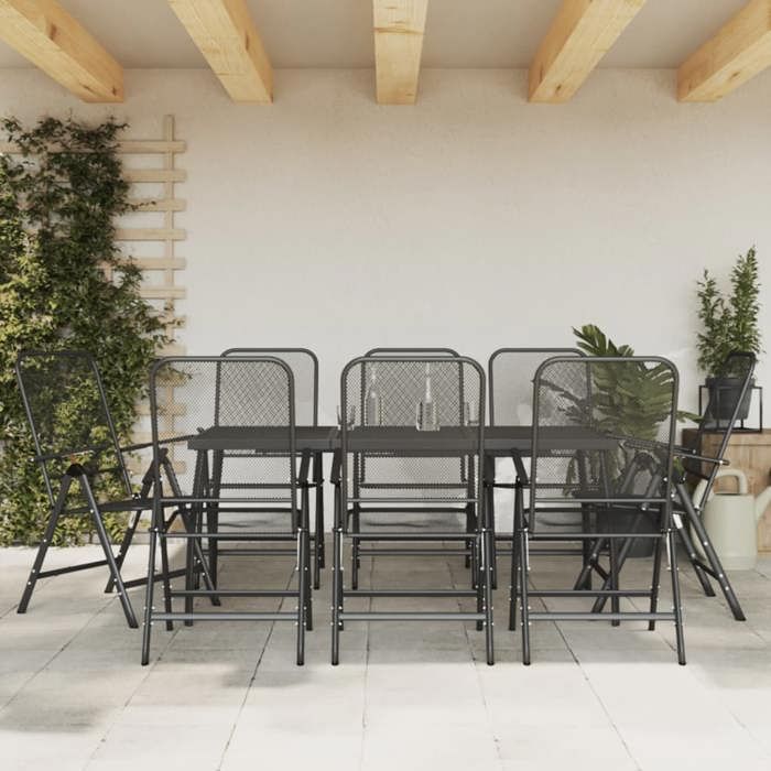 vidaXL Ensemble à manger de jardin 9 pcs anthracite métal maille 3211823